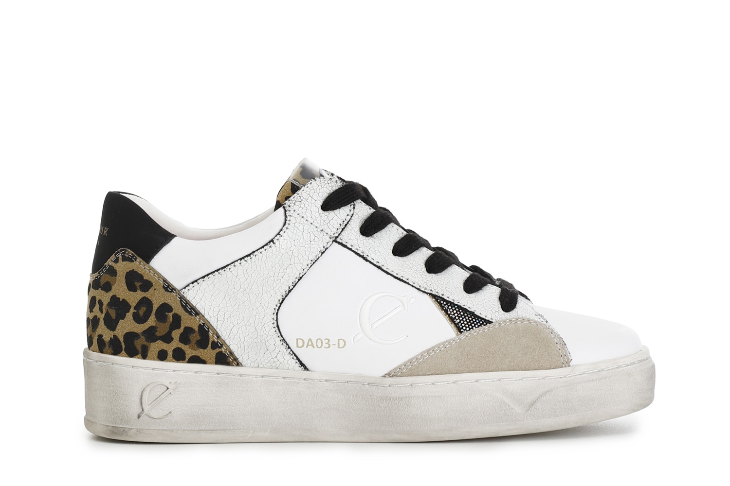 deportivas de mujer en piel y ante con inserciones de efecto metalizado spotted white 40