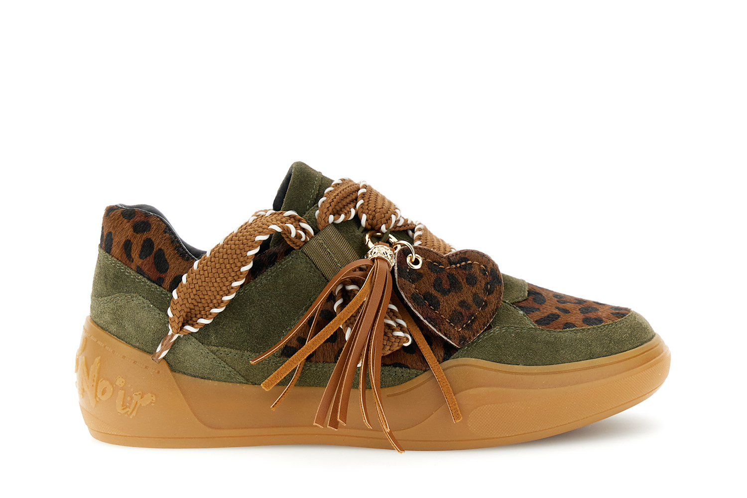 zapatillas de ante con detalles de piel efecto potro y charm greenspotted 38