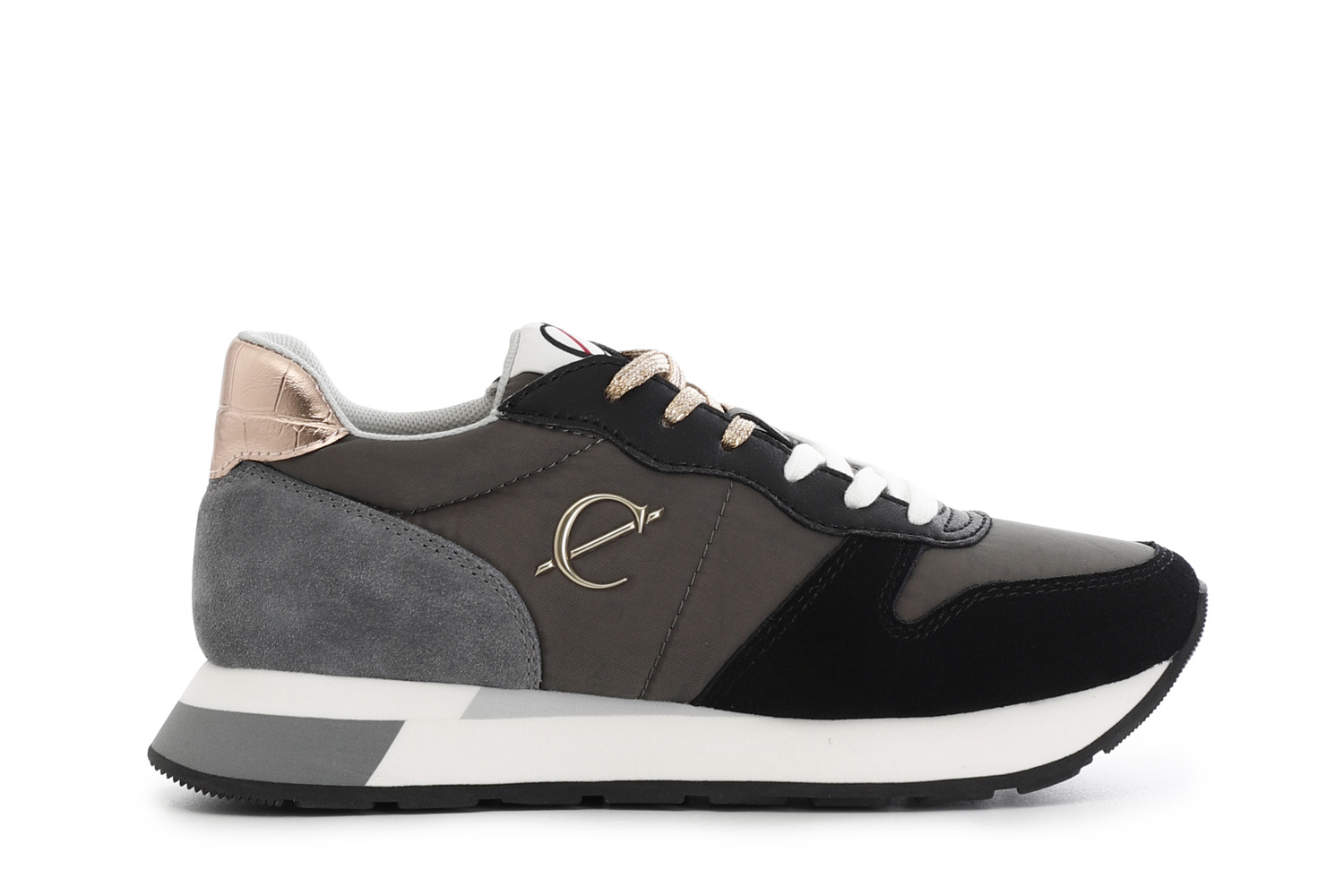 zapatillas de mujer en ante y tejido. multi black 38