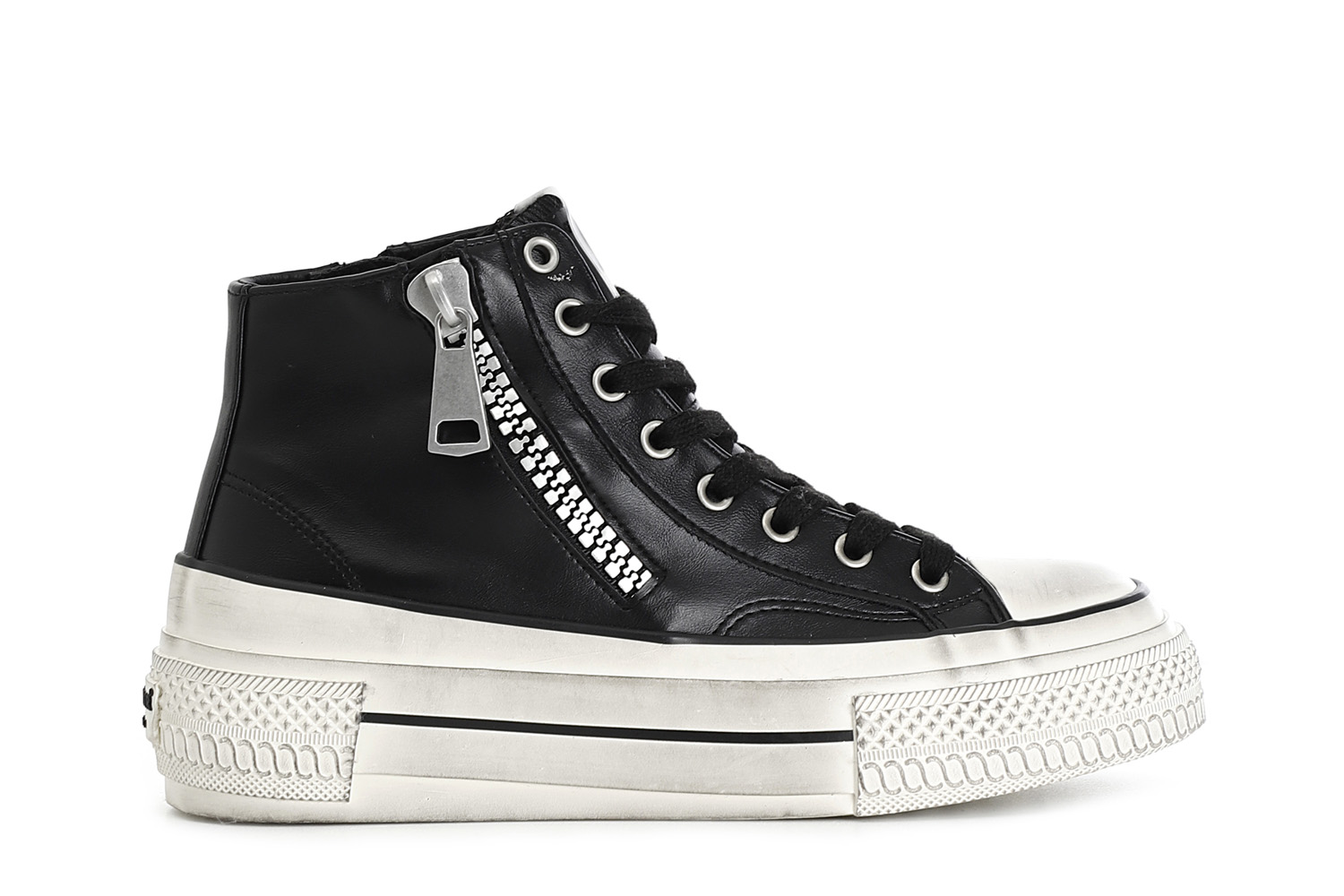 zapatillas medias de mujer con cremalleras. black 37