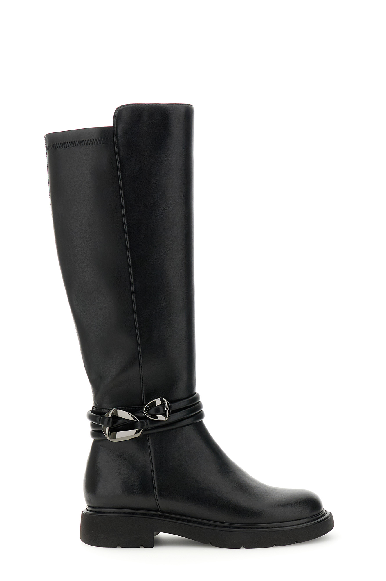 botas altas efecto napa con tobillera extraible black 39