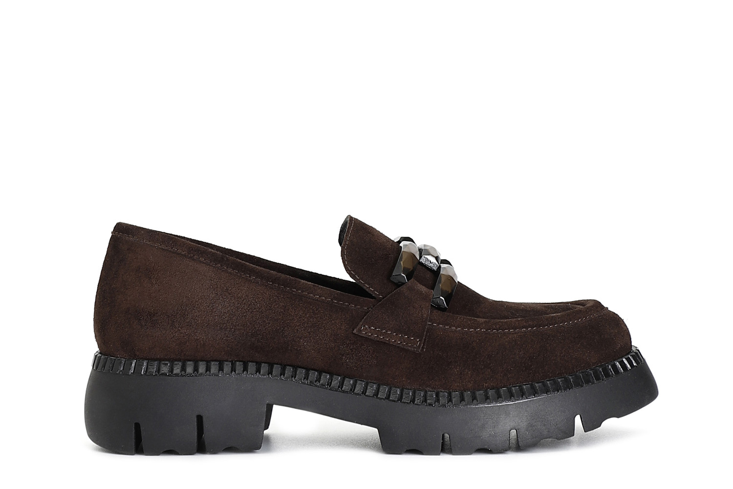 mocasín de mujer en ante con bocado dark brown 40