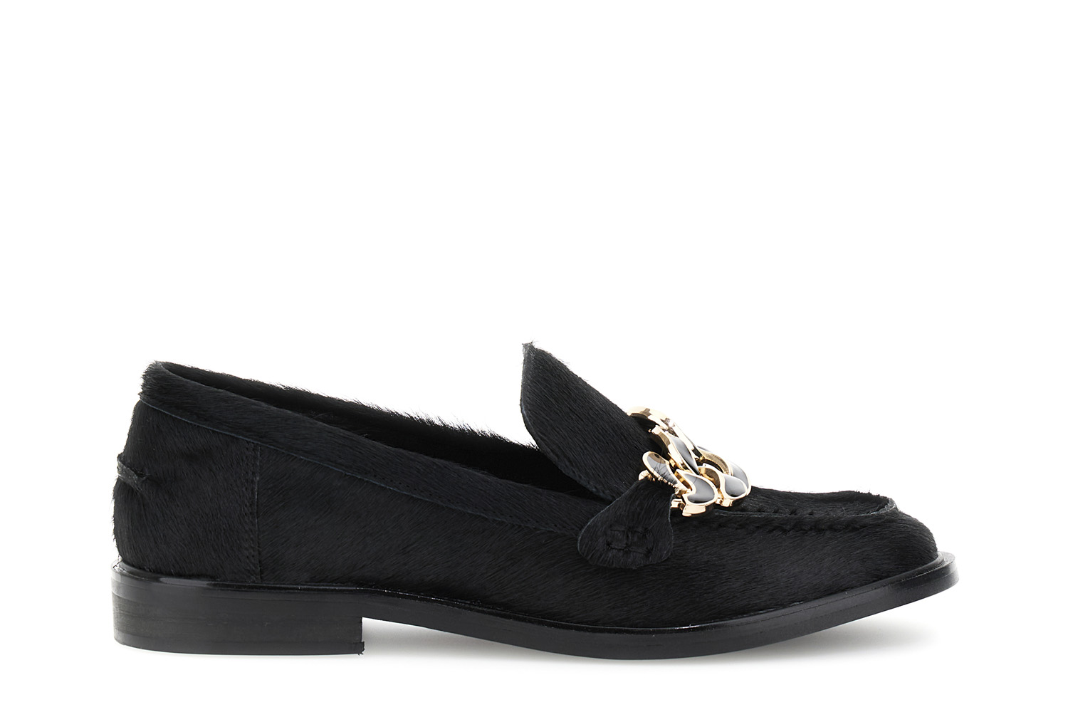mocasines con pinza de piel efecto caballo black 38