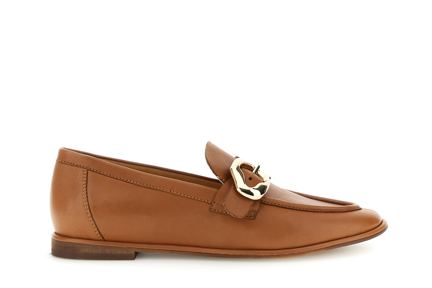mocasines de piel con hebilla dorada tan 38