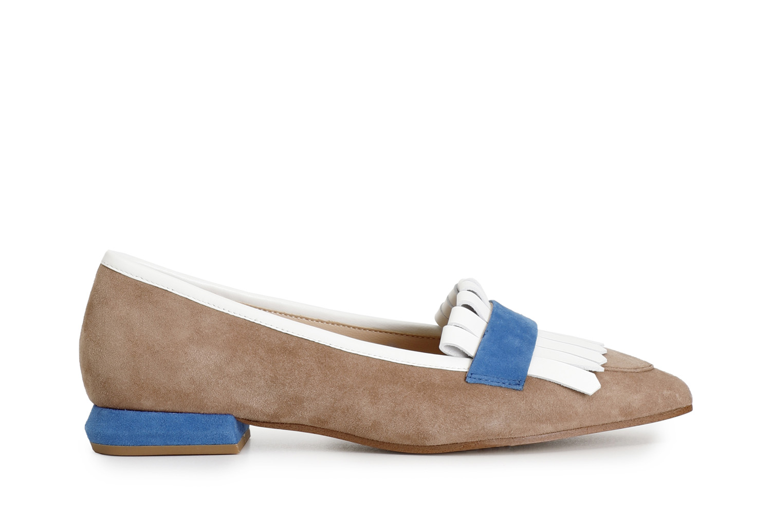 mocasines en piel de ante con flecos multi sand 37
