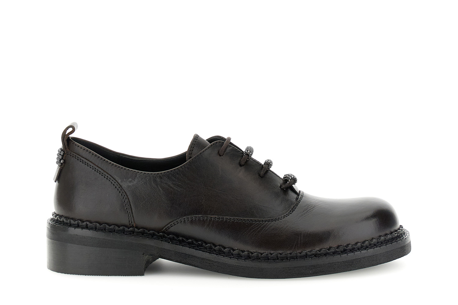 zapatos derby de piel con adornos pasacordones dark brown 41