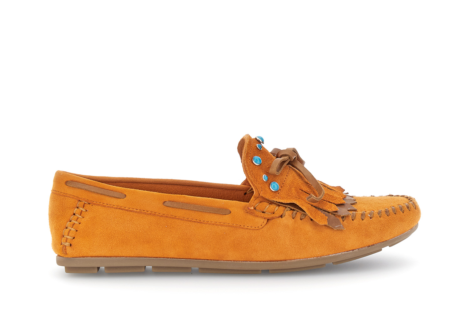 mocasines de ante con flecos orange 38