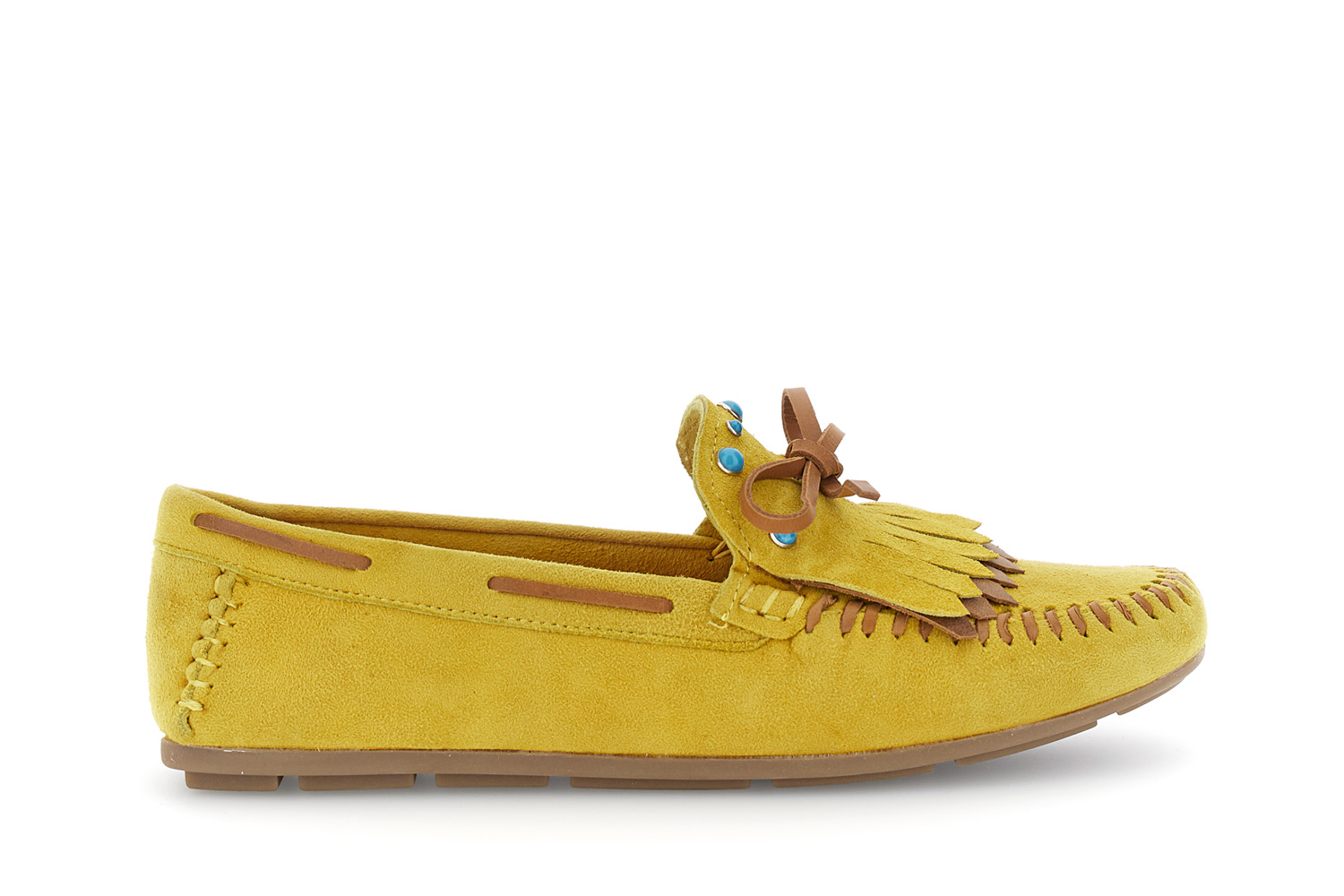 mocasines de ante con flecos yellow 40
