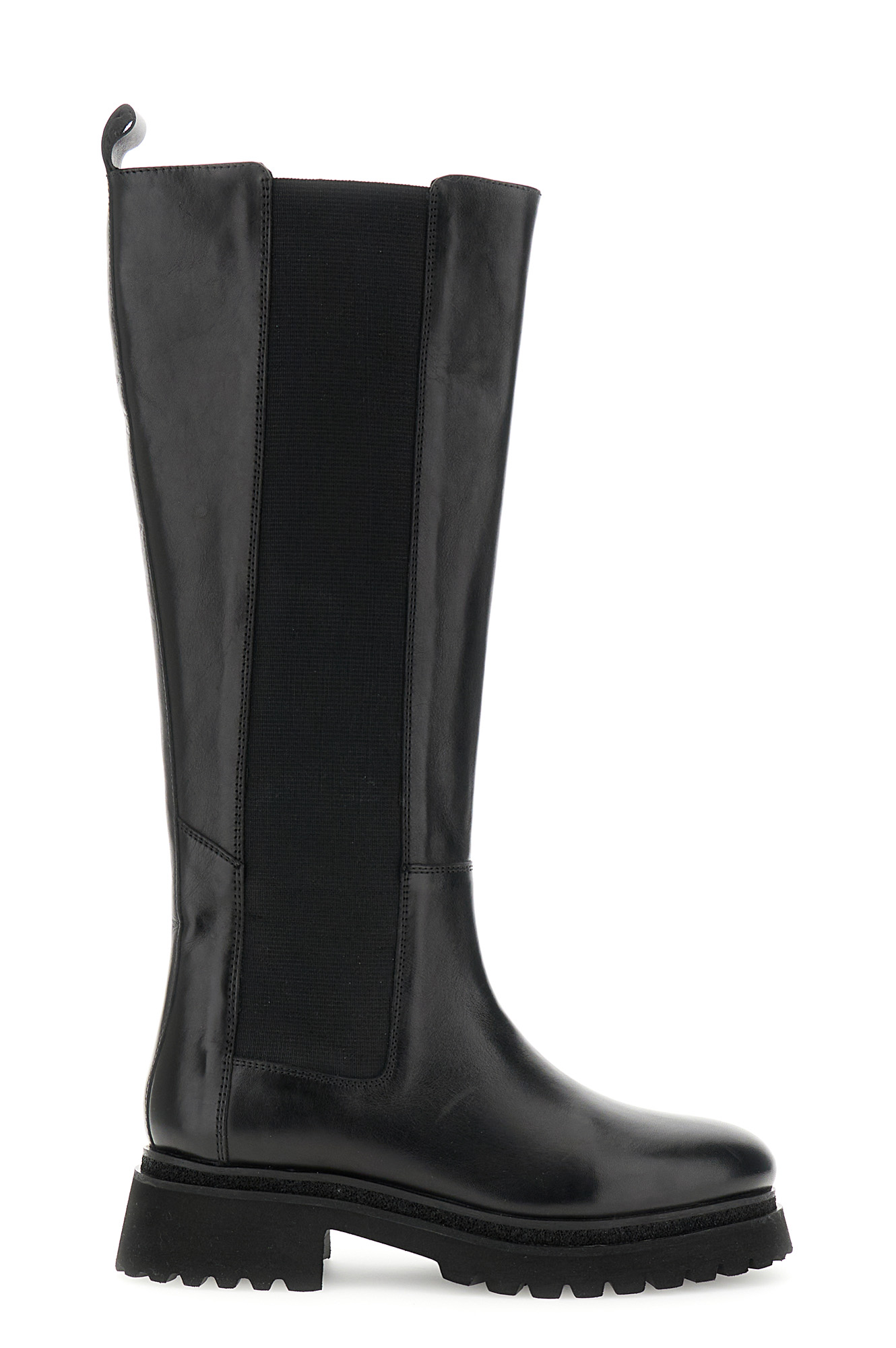 botas de piel con elastico black 37