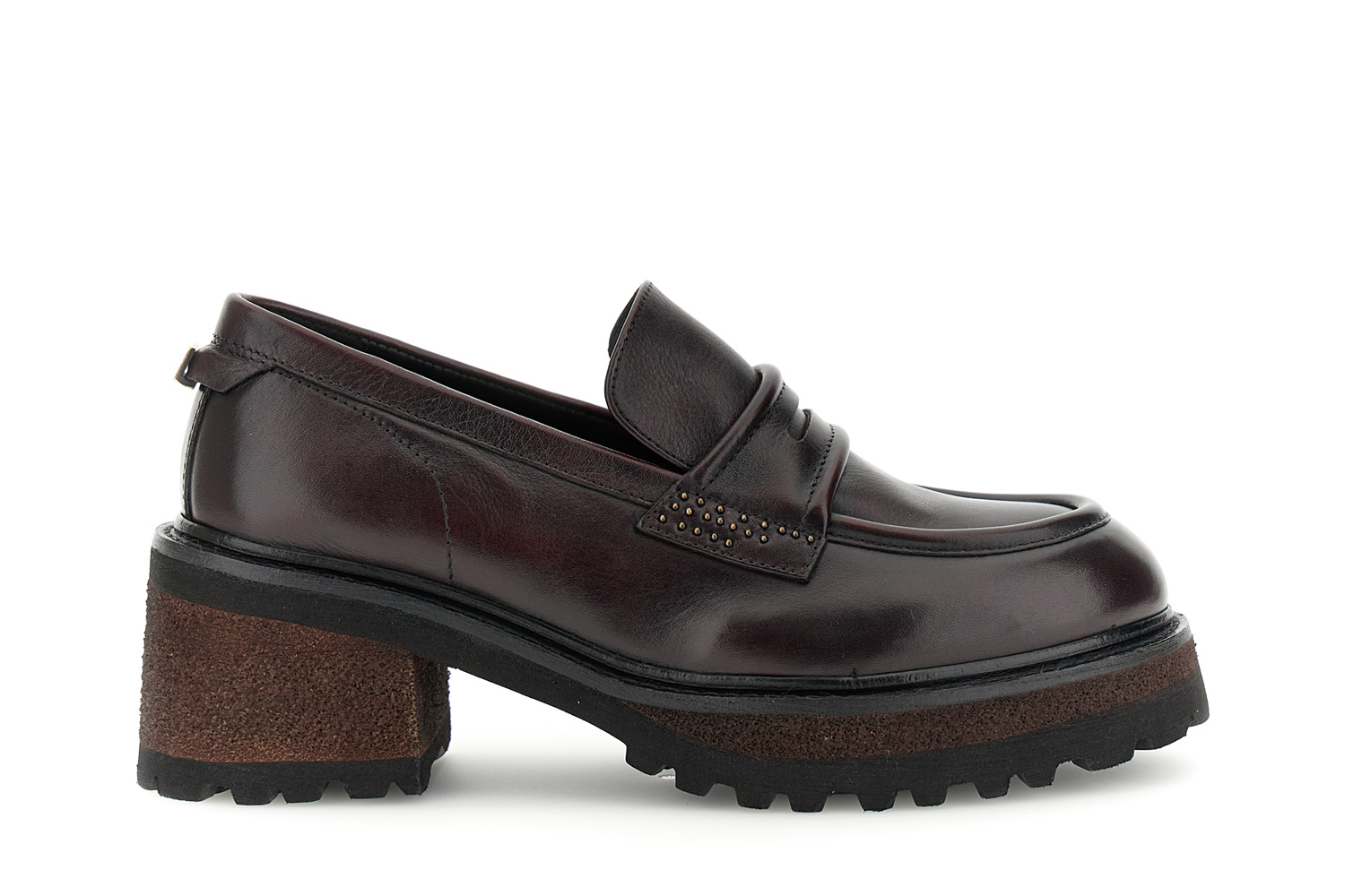 mocasines de piel con plataforma y microtachuelas bordeaux 41