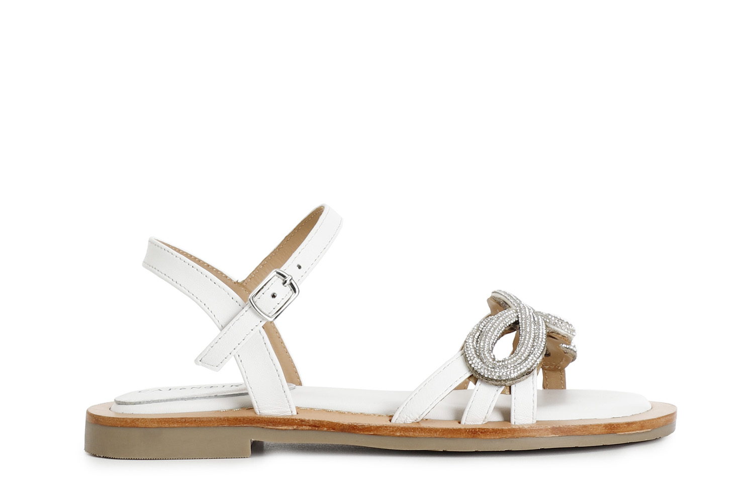 sandalias gilda de napa con accesorio de pedrería white 36