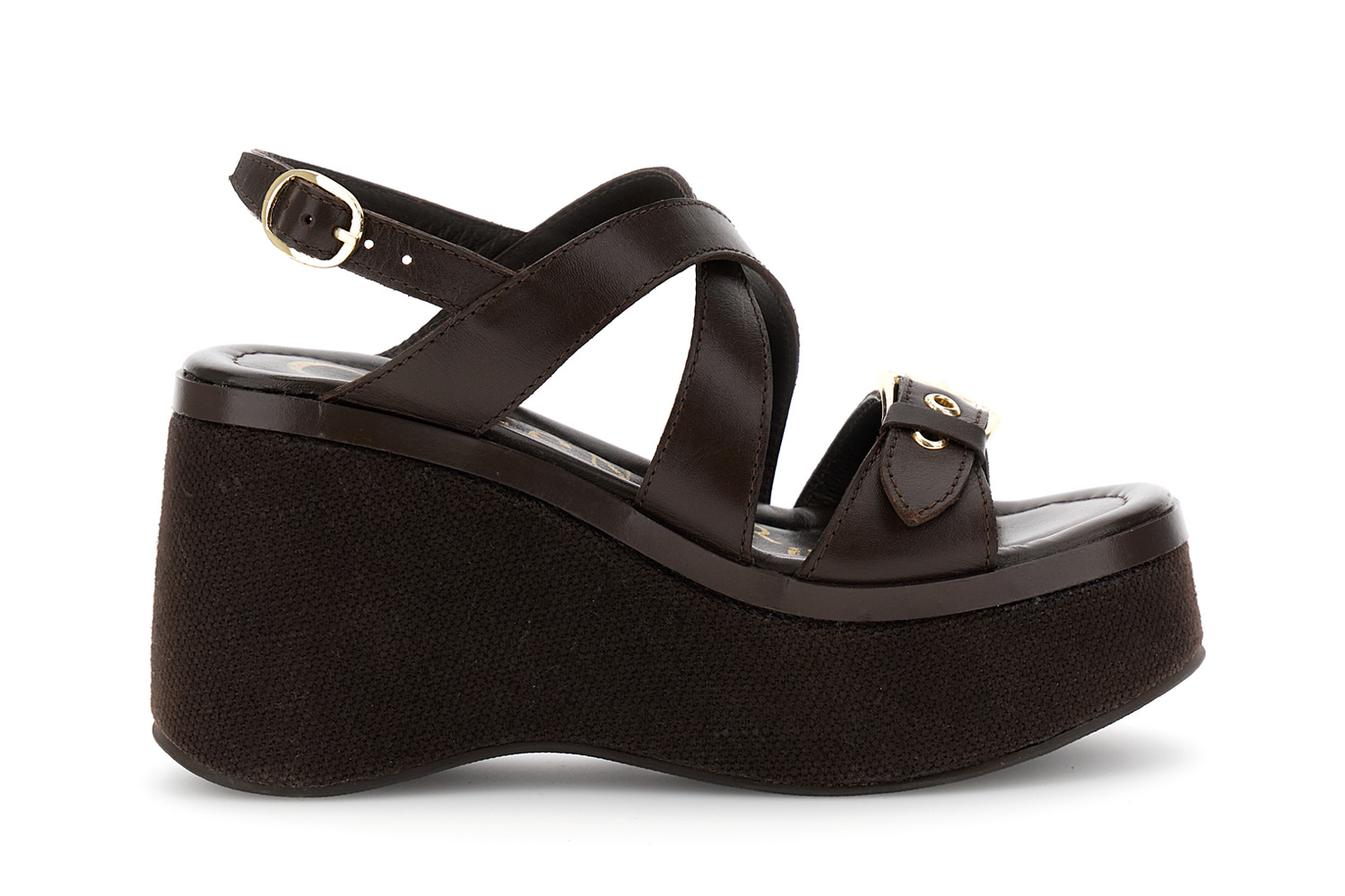 sandalias de piel con cierre de hebilla en cuna dark brown 38