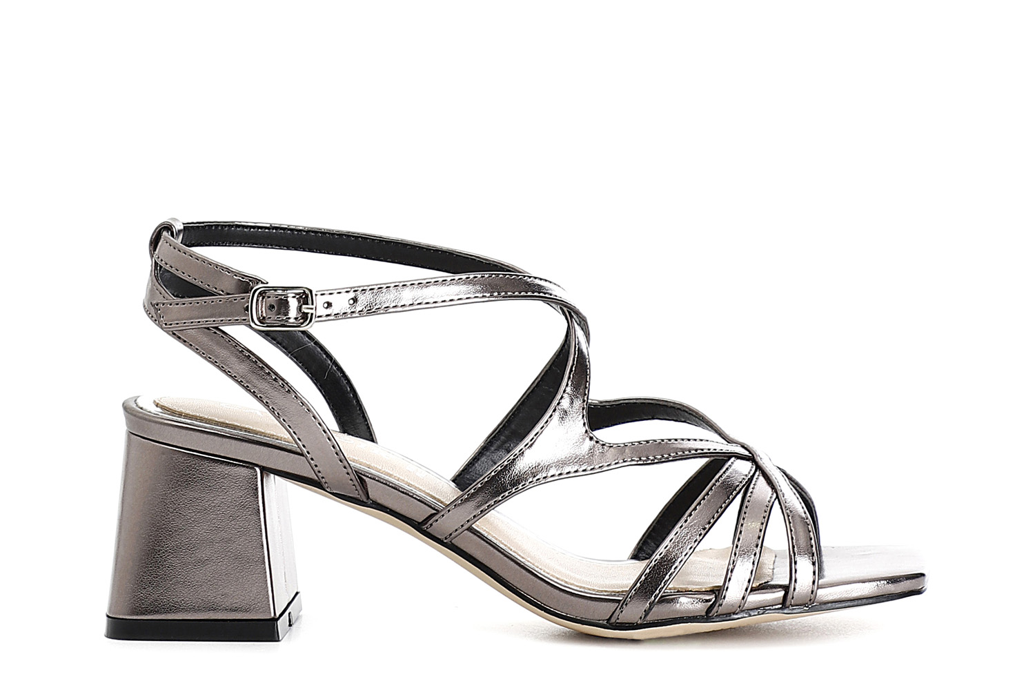 sandalias efecto laminado y cordones cruzados anthracite 36