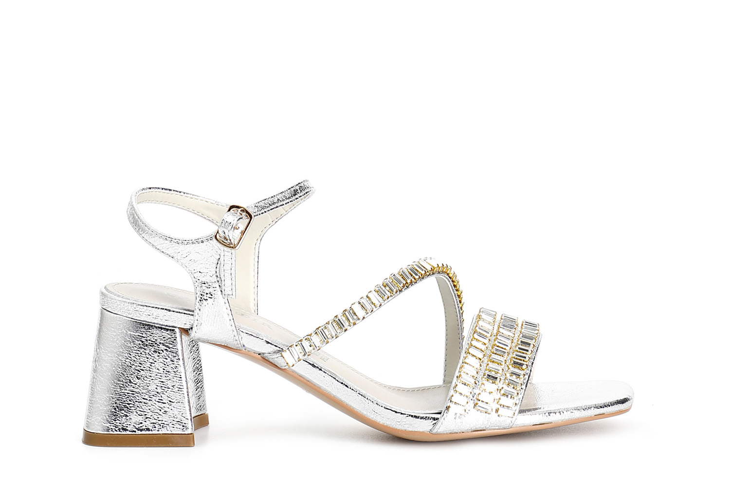 sandalias guild con pedrería. silver 37