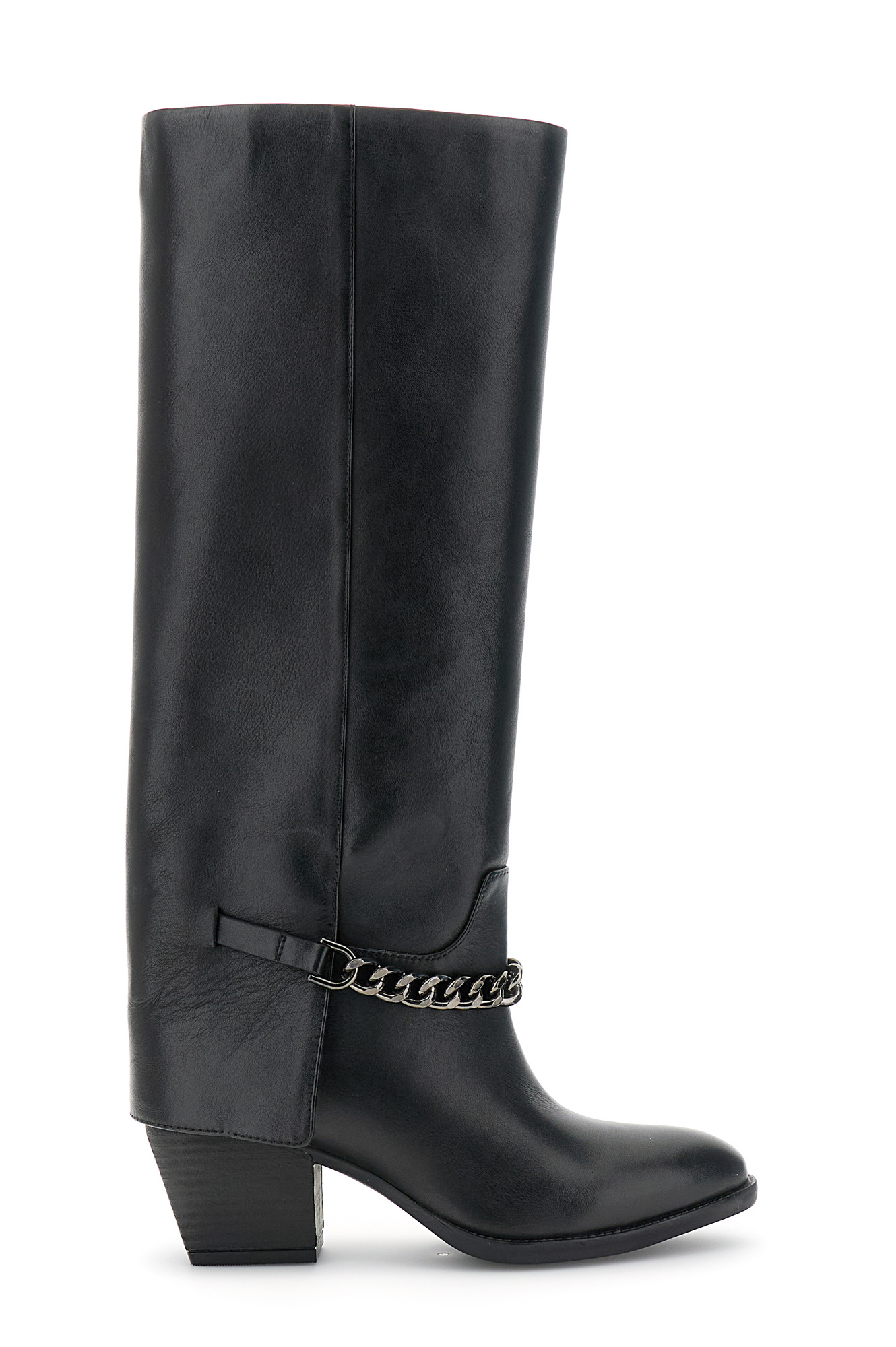 botas de piel con cadena frontal black 37