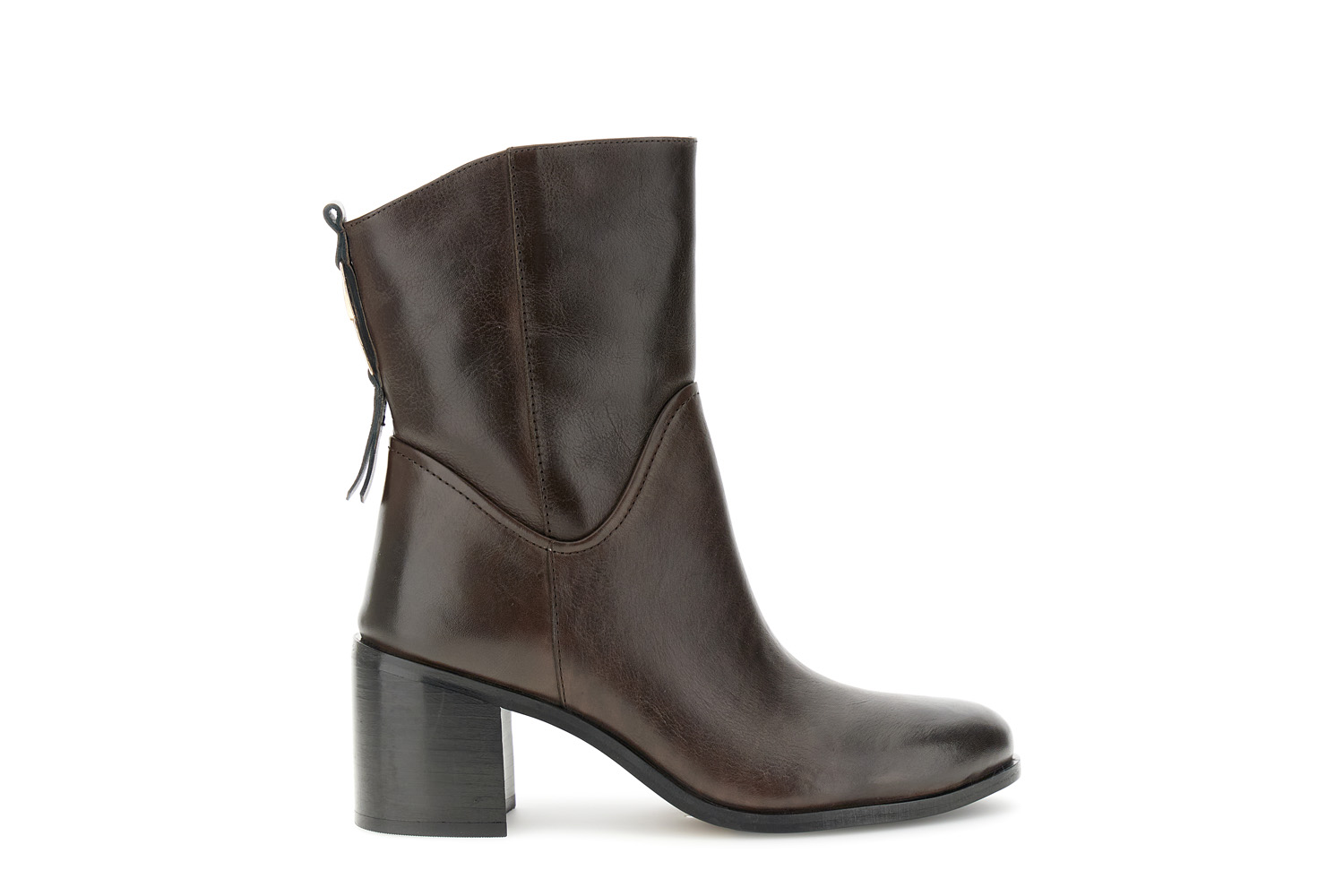 botines de piel con adorno trasero dark brown 37