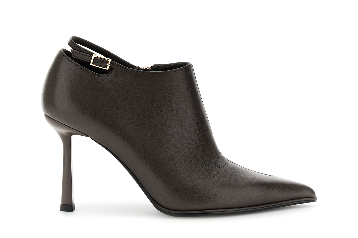 botines elasticos de piel napa con hebilla dark brown 36