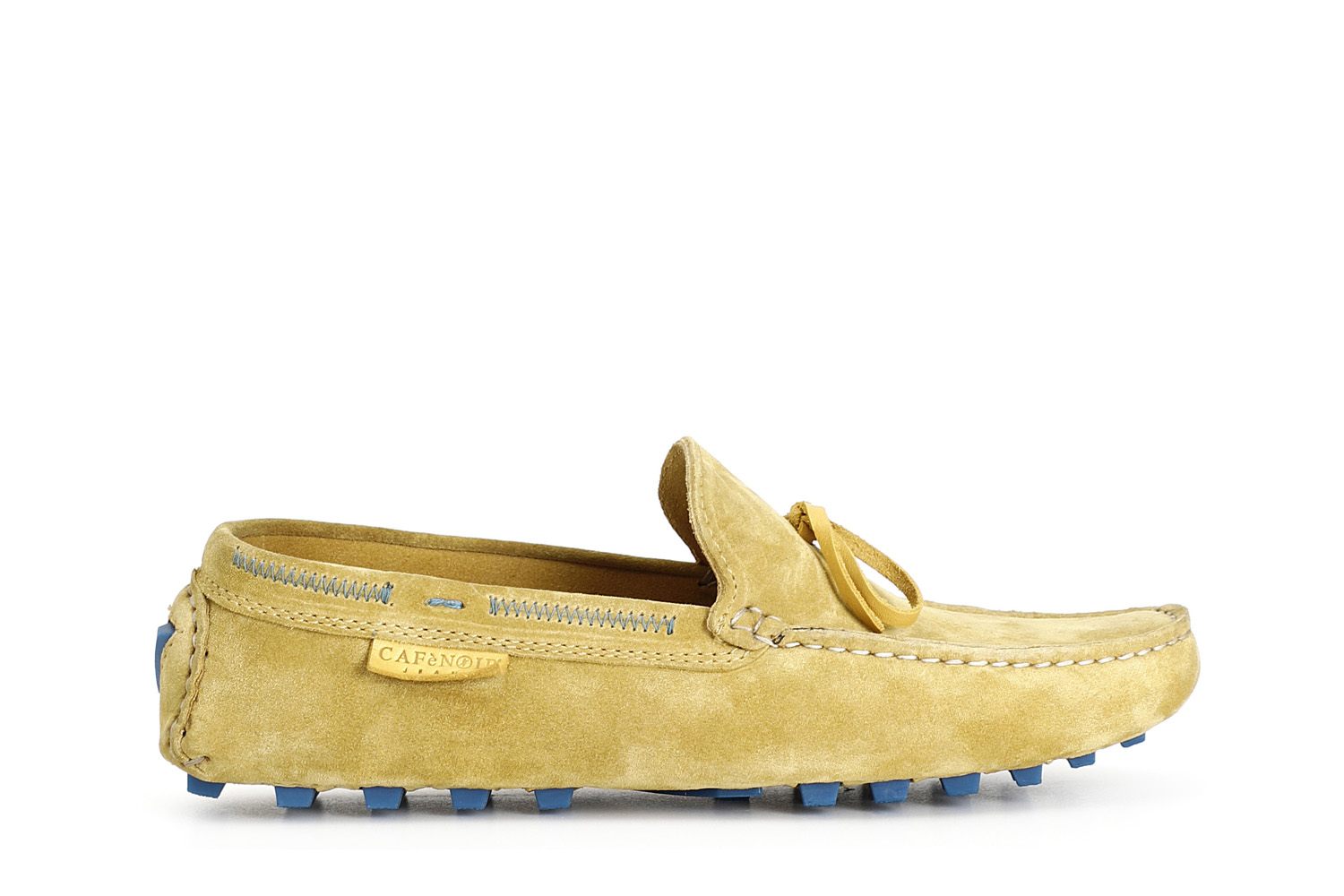 mocasines en piel de ante con lazo ocra 41
