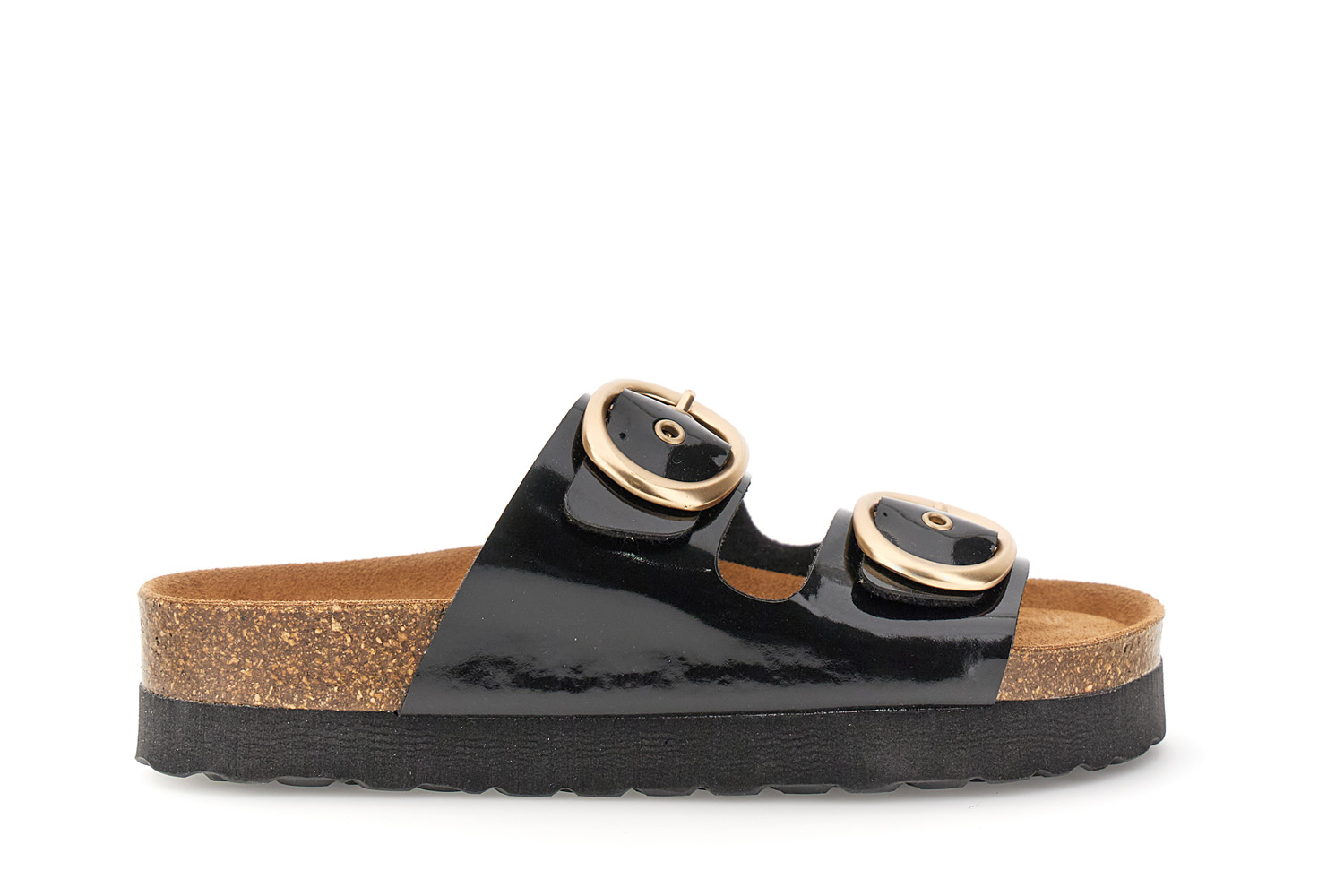 sandalias de plataforma de charol con doble hebilla black 39