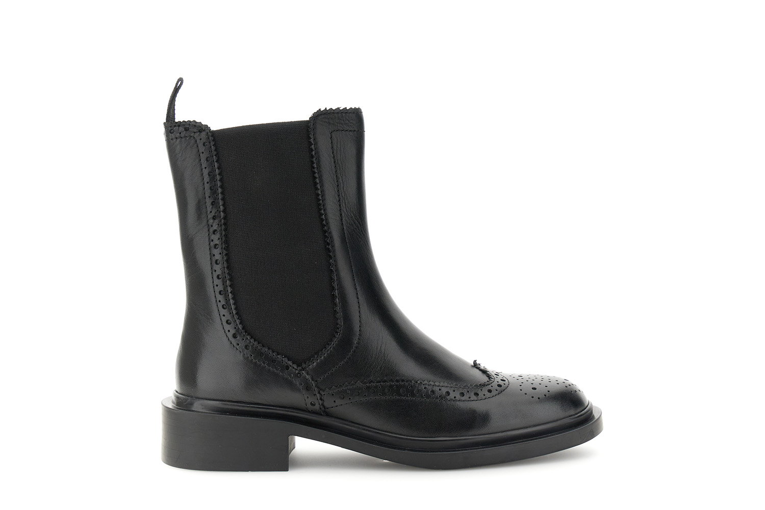 botines chelsea de piel con elastico y cremallera black 39