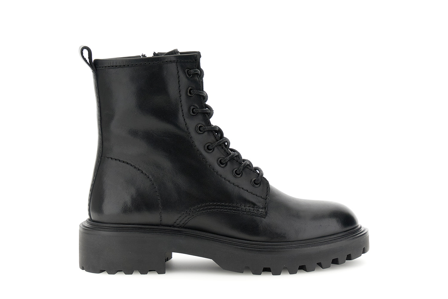 botines de piel con cordones y cremallera black 39