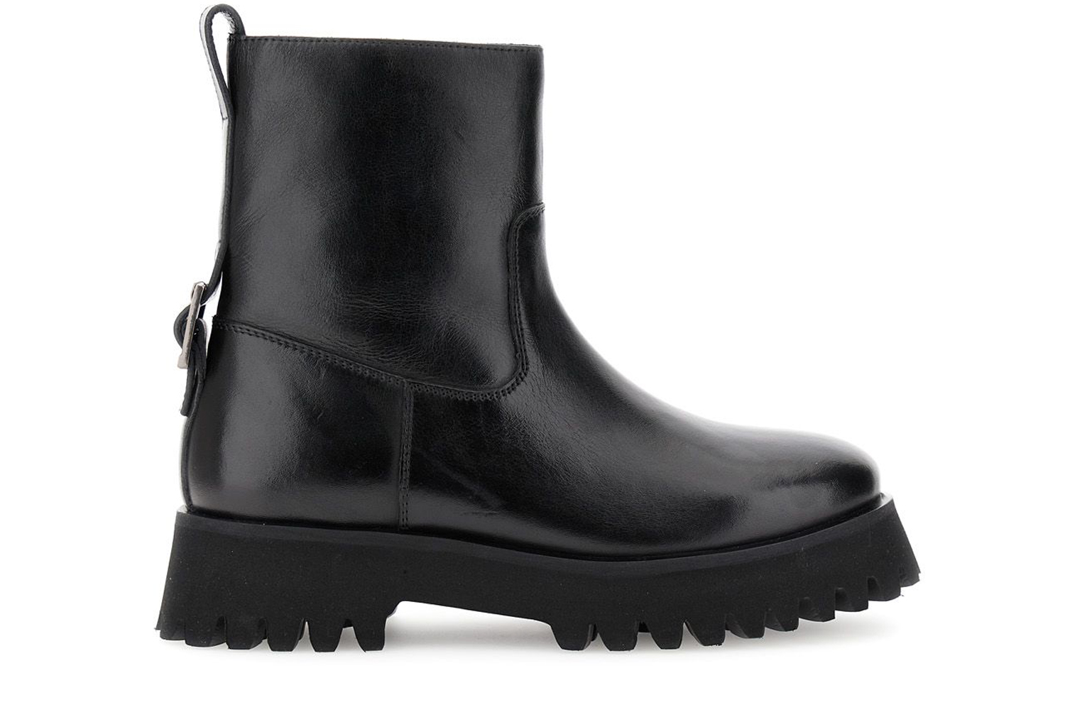 botines de piel con detalle de hebilla en la parte trasera black 39
