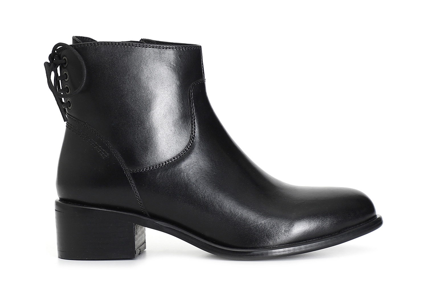 botin mujer de piel con cordones en la parte trasera black 37