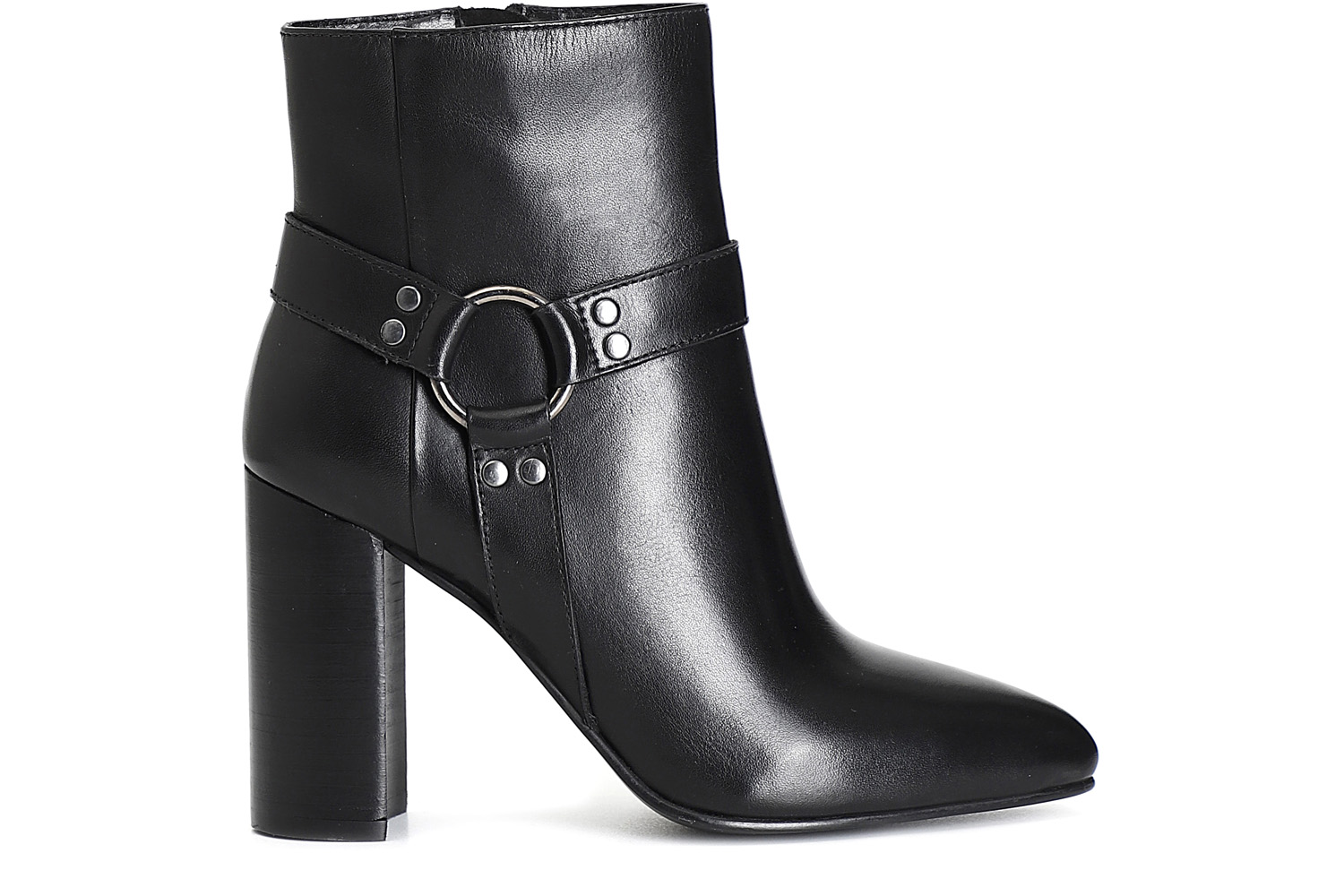 botin mujer de piel con complemento y cremallera black 40