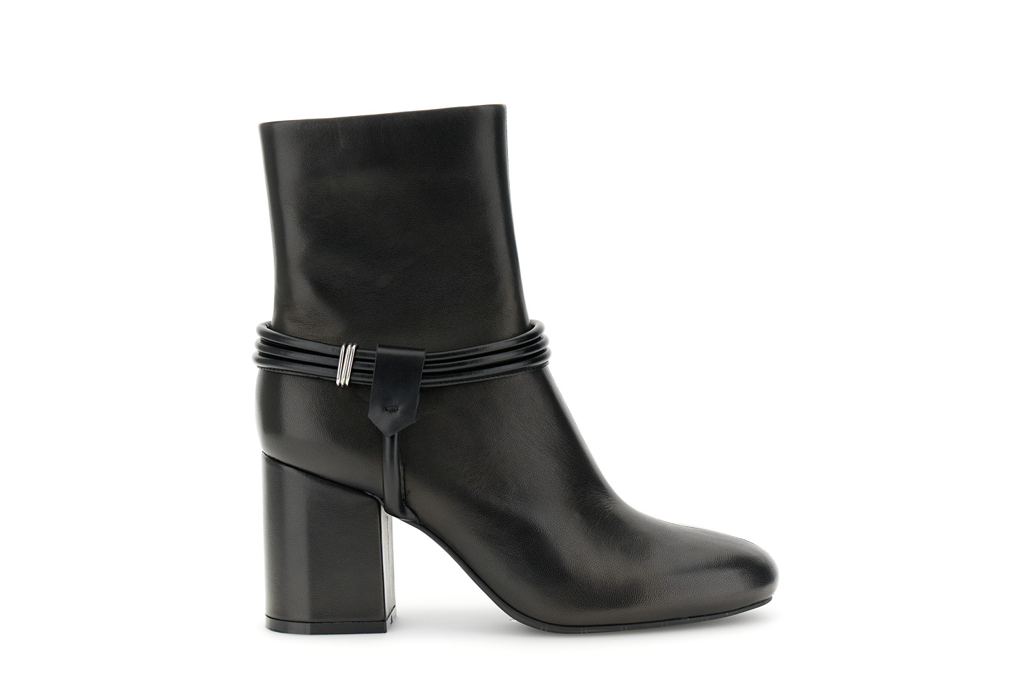botines de piel napa con detalle de tobillera black 38