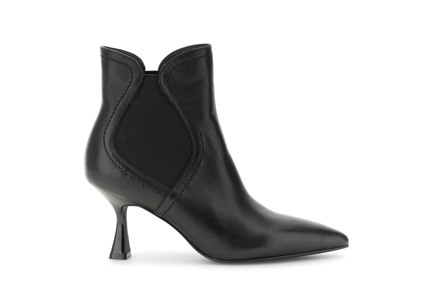 botines de piel con elastico black 39