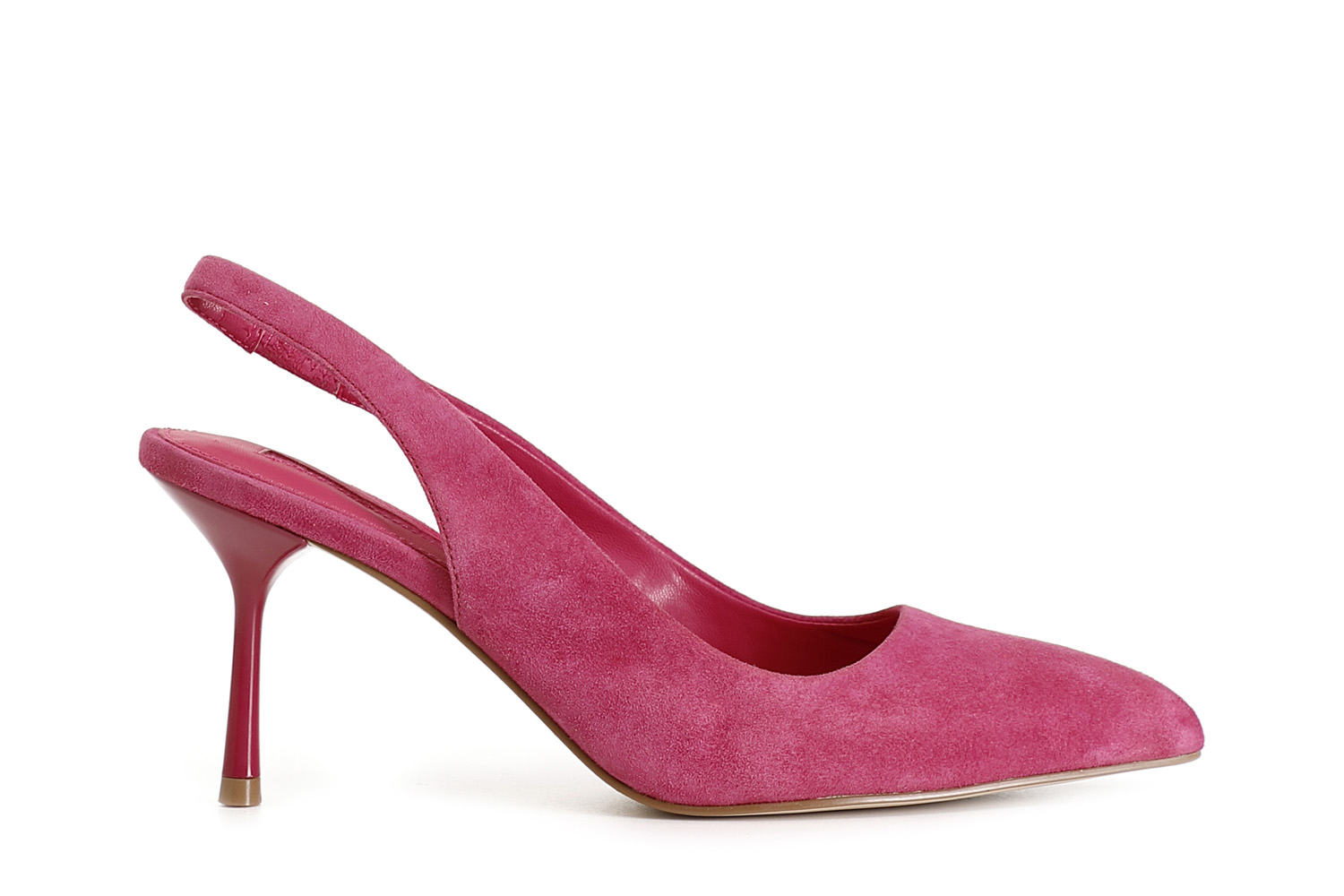 zapato de salon de ante abierto por detras hot pink 40