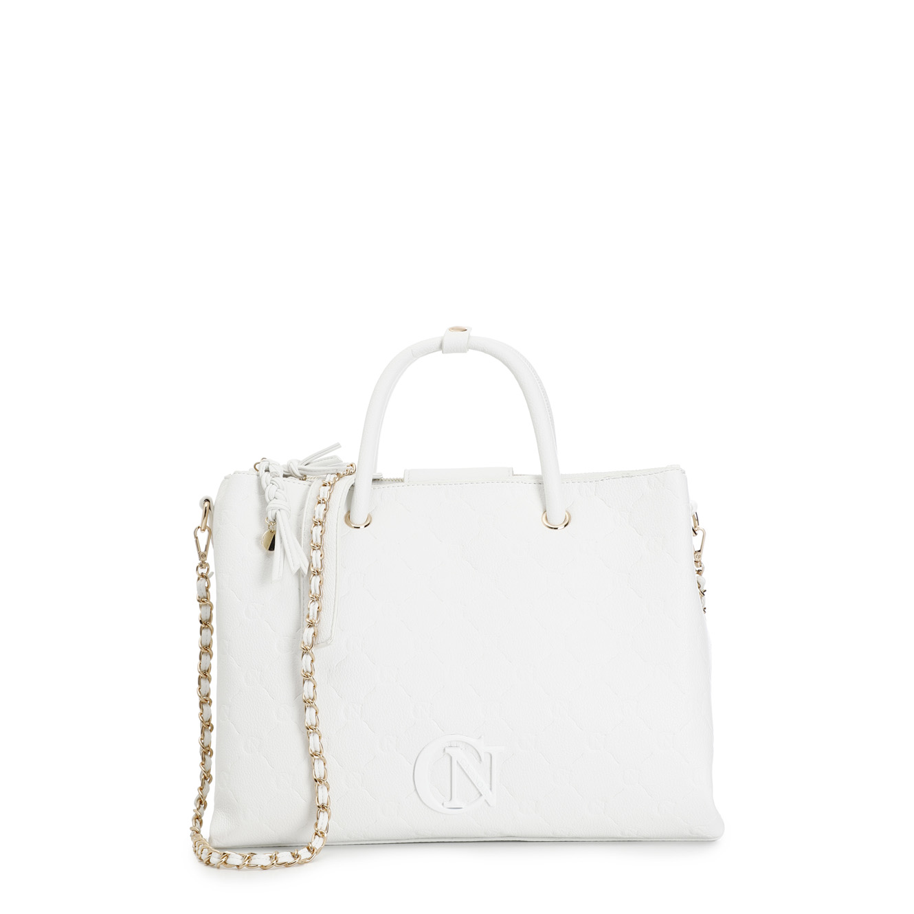 bolso shopping con logotipo en relieve en toda la superficie white taglia unica