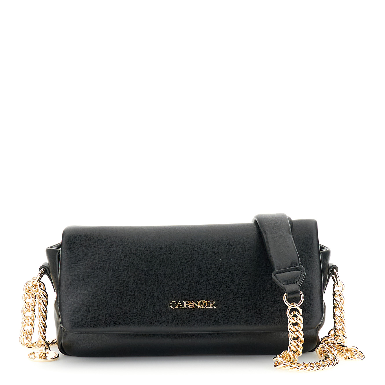 CafèNoir bolso suave acolchado efecto napa con solapa y bandolera black