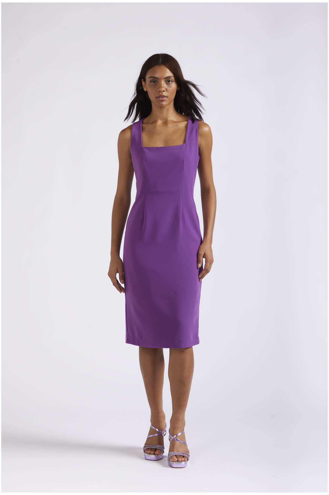 vestido sin mangas con escote cuadrado purple xl