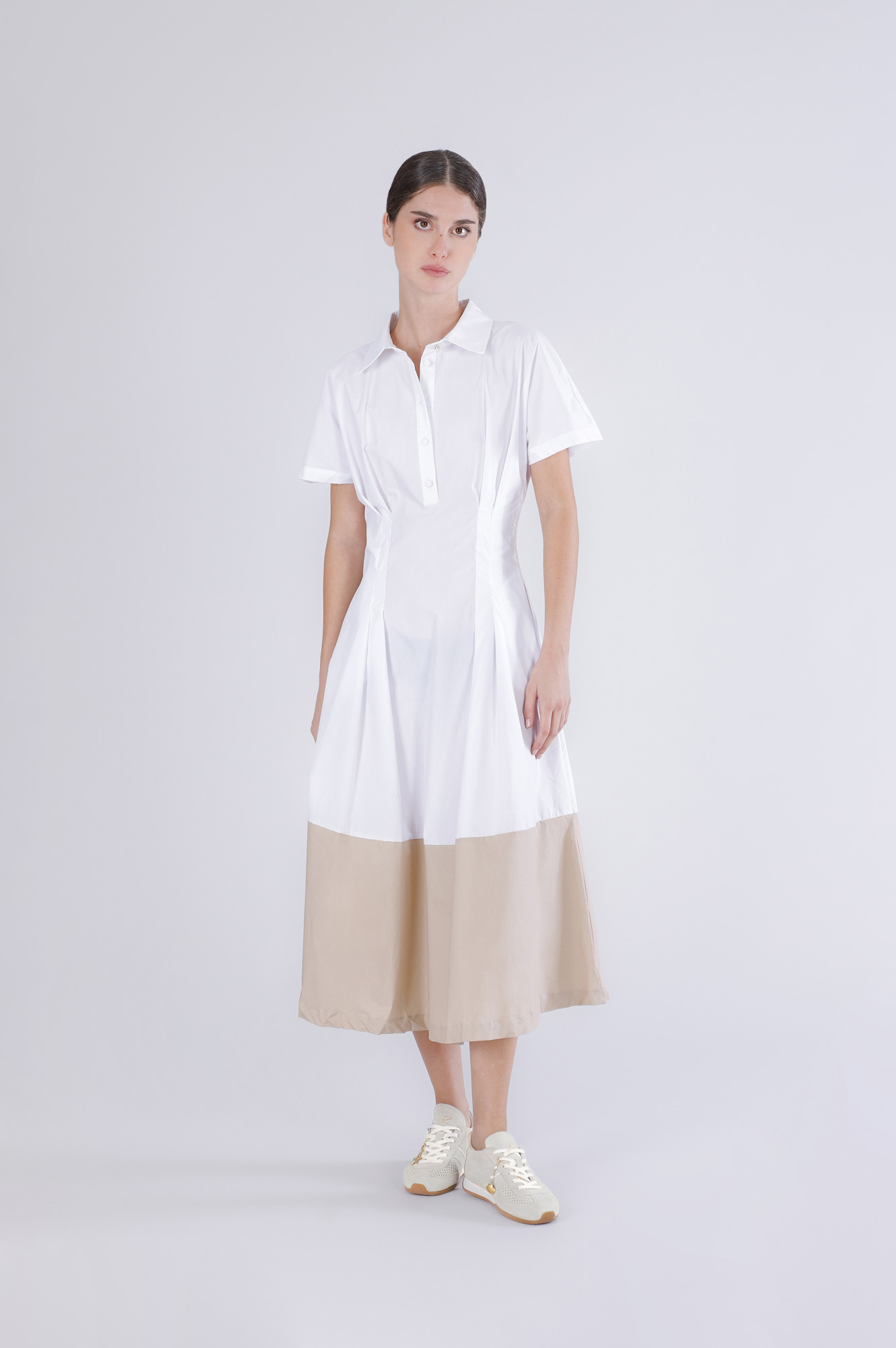 vestido bicolor con mangas cortas whitesand xs