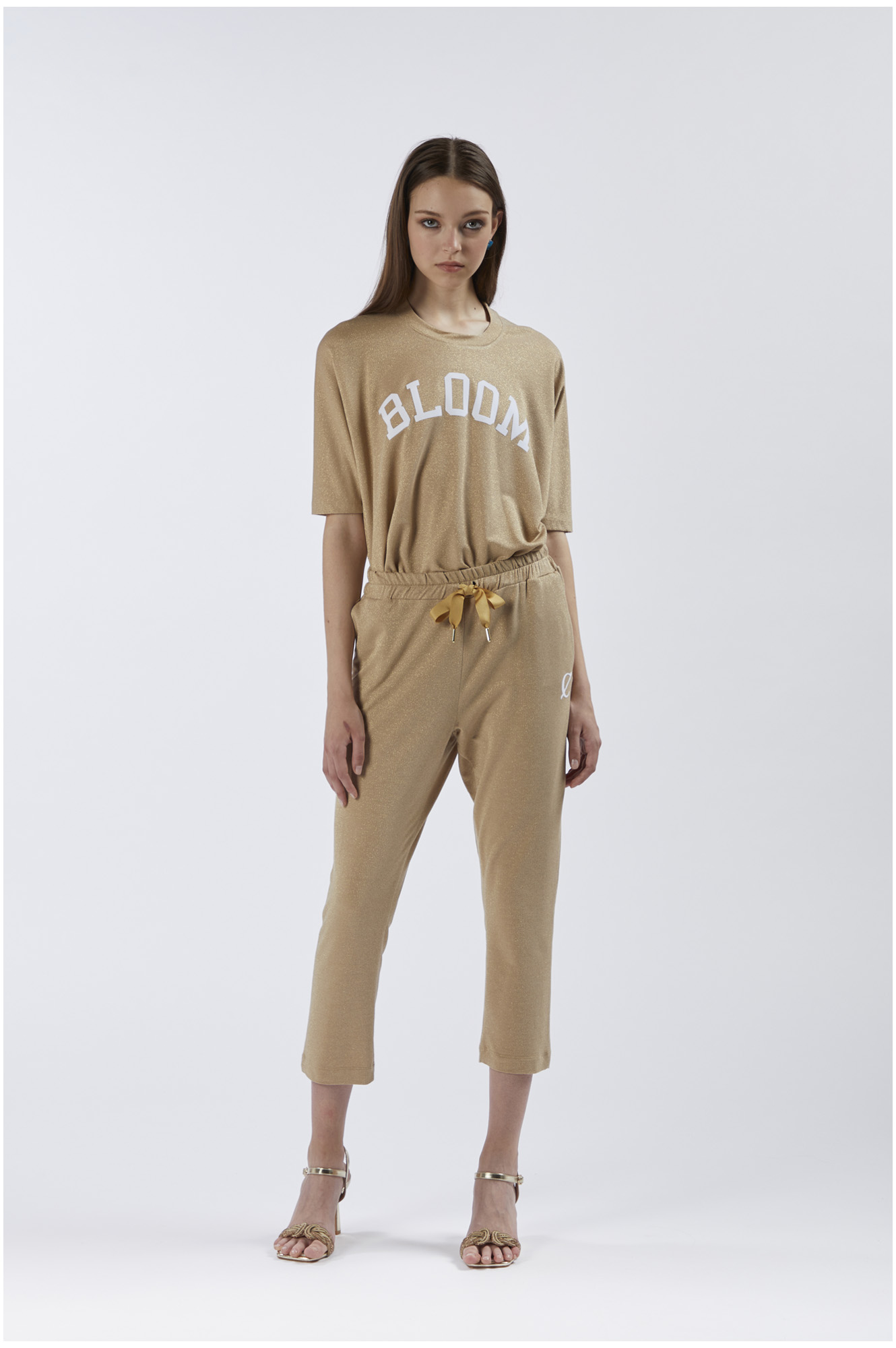 pantalon jogger de tejido lurex light gold m