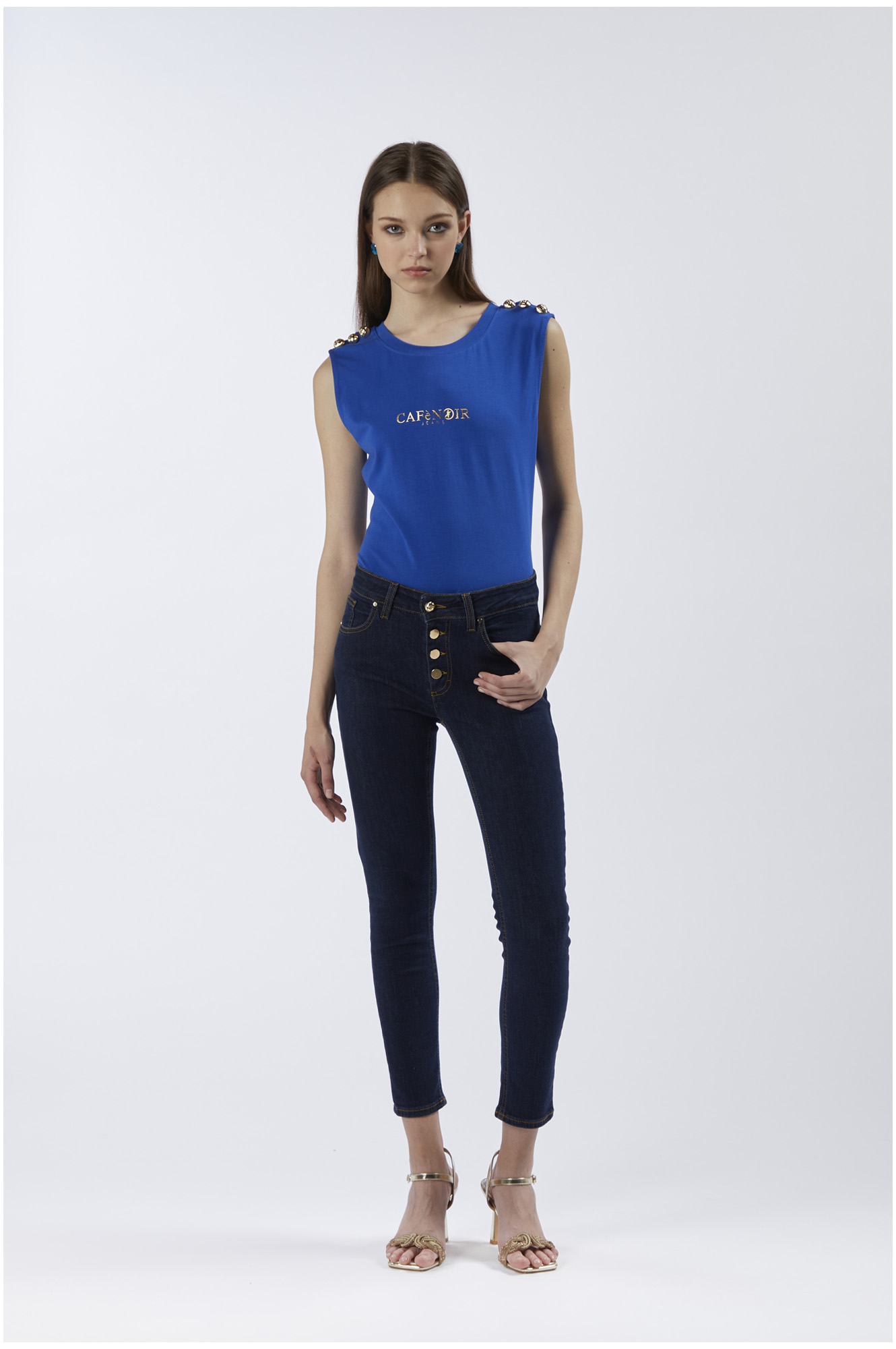 vaqueros denim skinny con botones indaco 33
