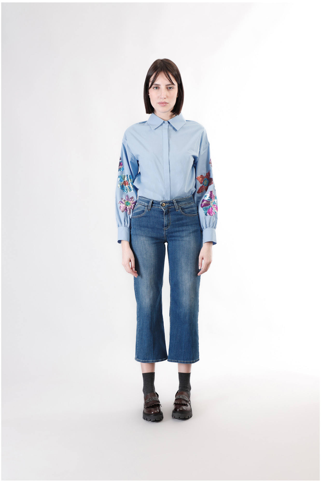 vaqueros culotte denim medium blue 30