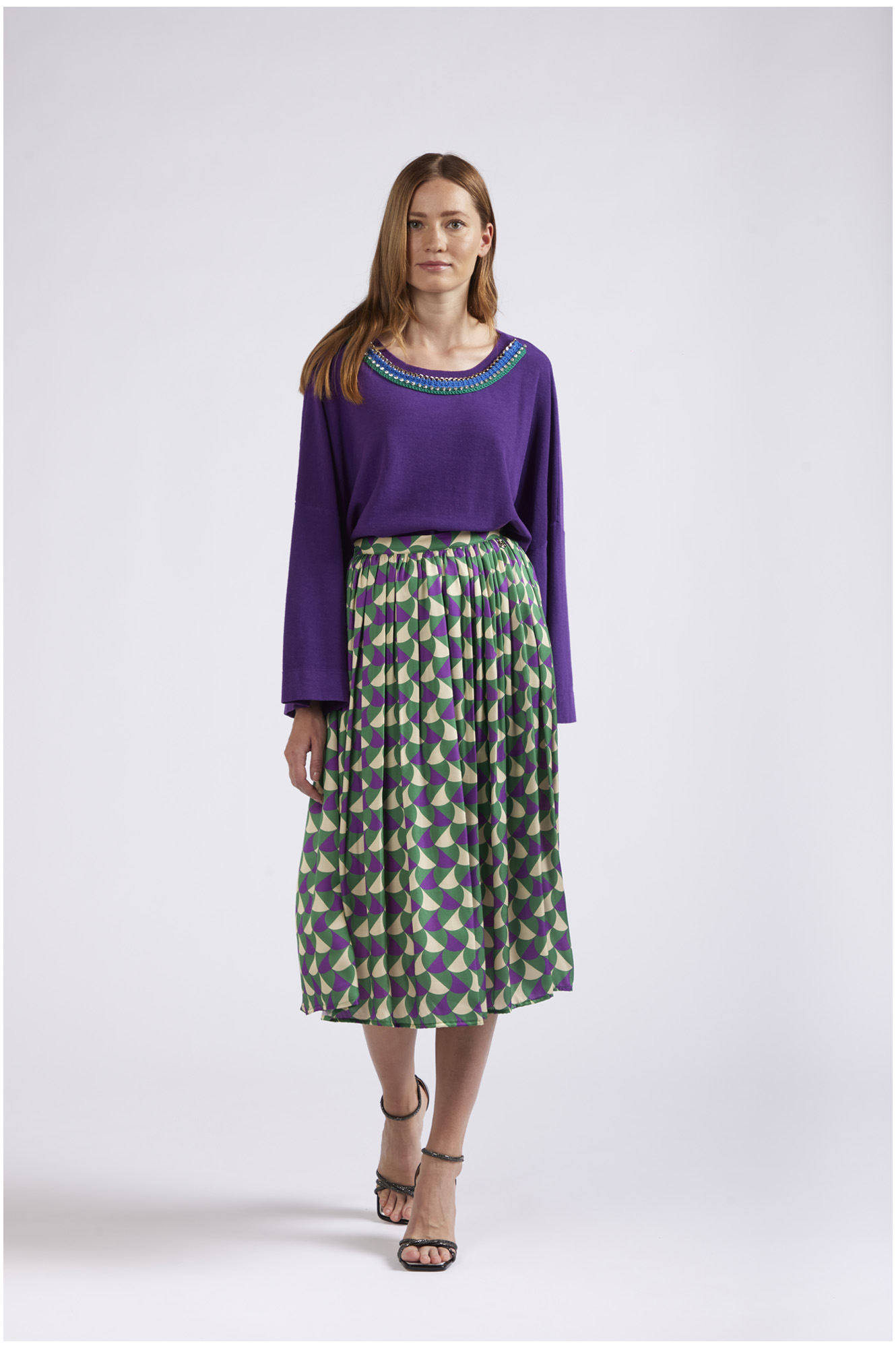 falda de vuelta de tela estampada geometric s