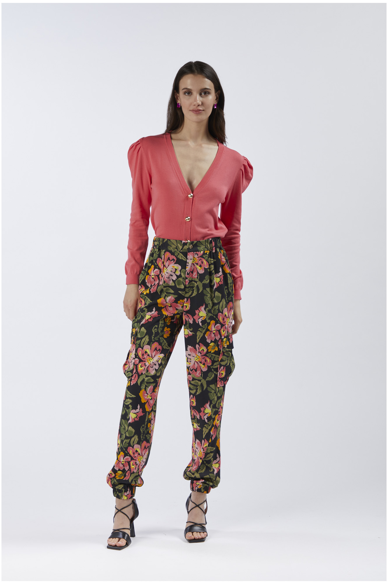 pantalon cargo de tela estampada jungle flower xs
