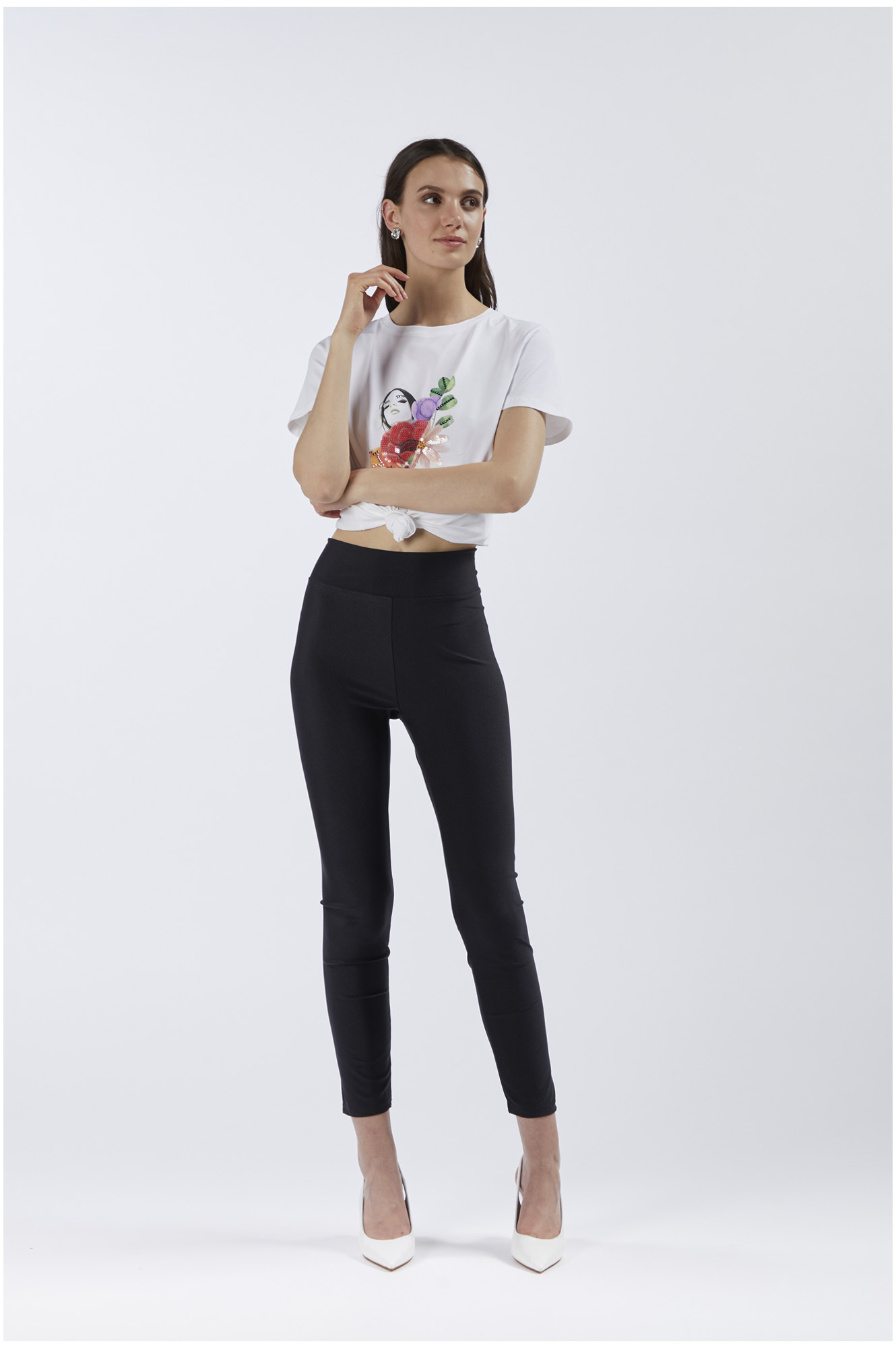 leggings de tejido elastico brillante black s