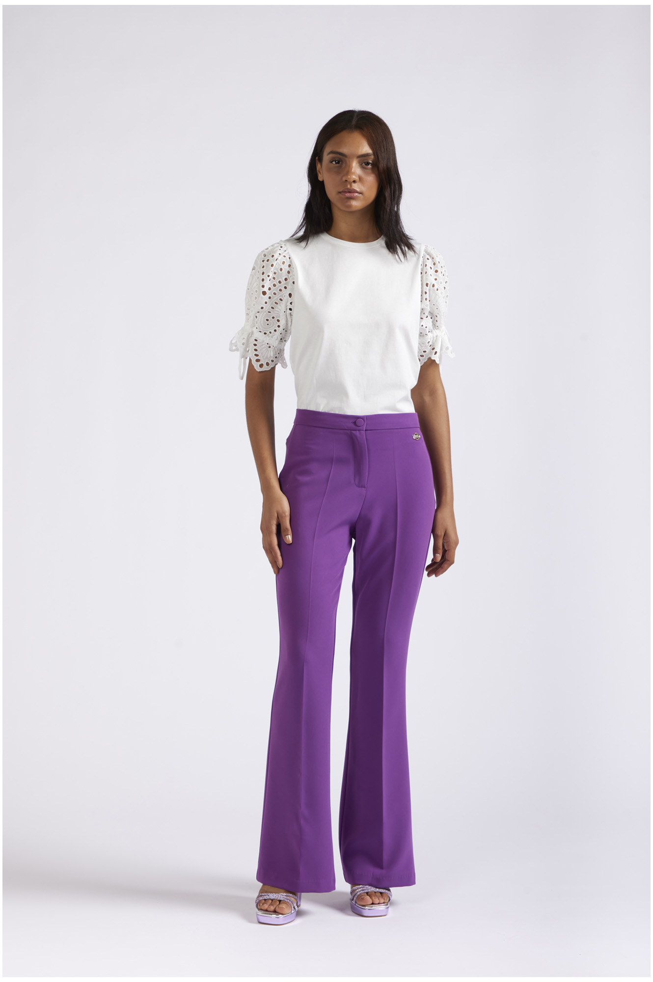 pantalones acampanados purple 44