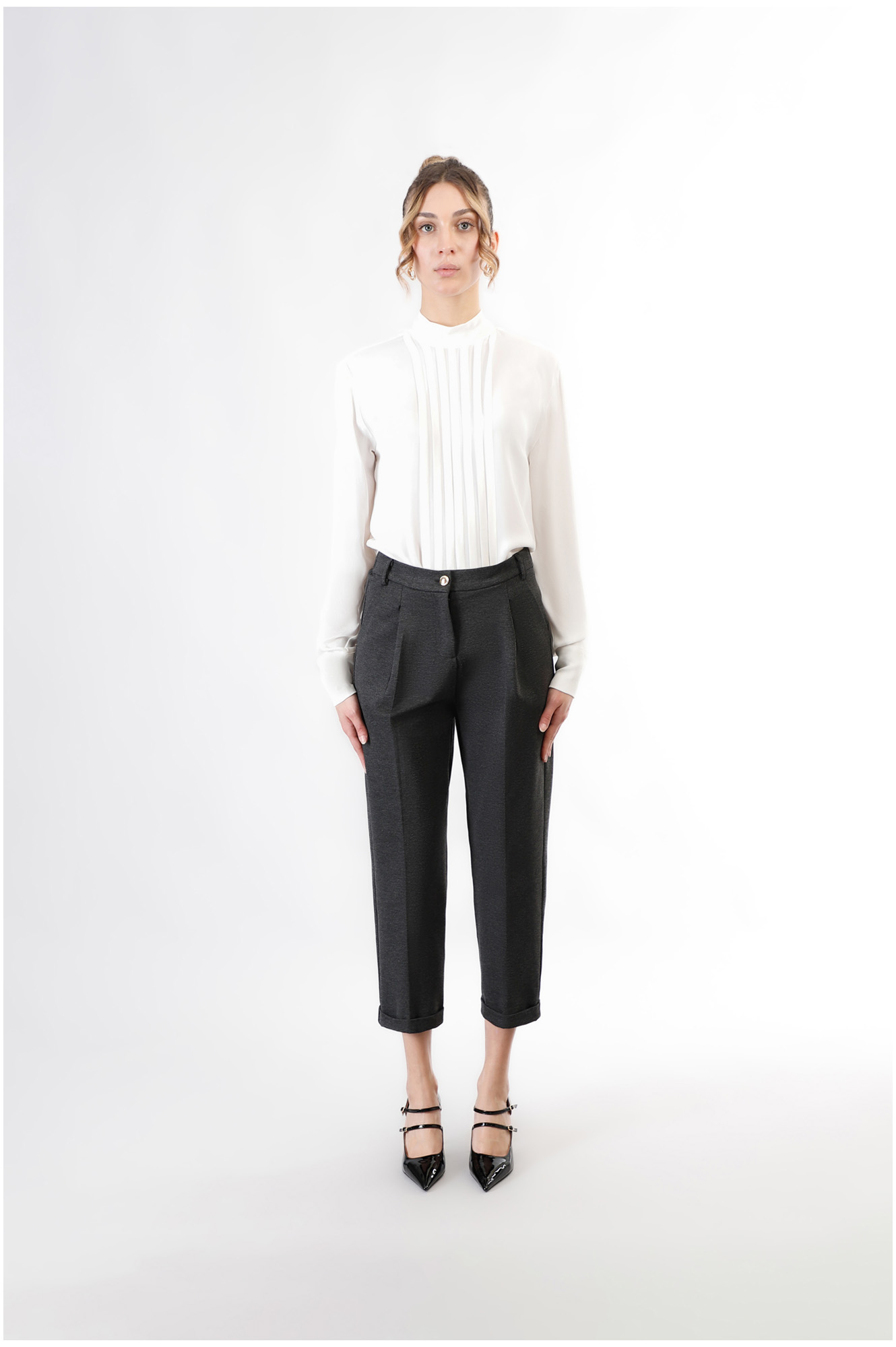 pantalon recto con pinzas smoke s