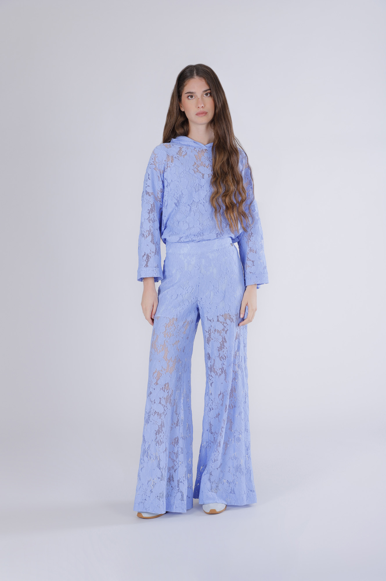 pantalones palazzo de encaje light blu s