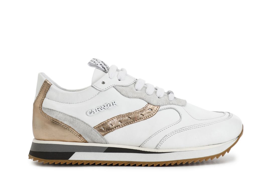 zapatillas deportivas de piel con inserciones laminadas en la suela de running white