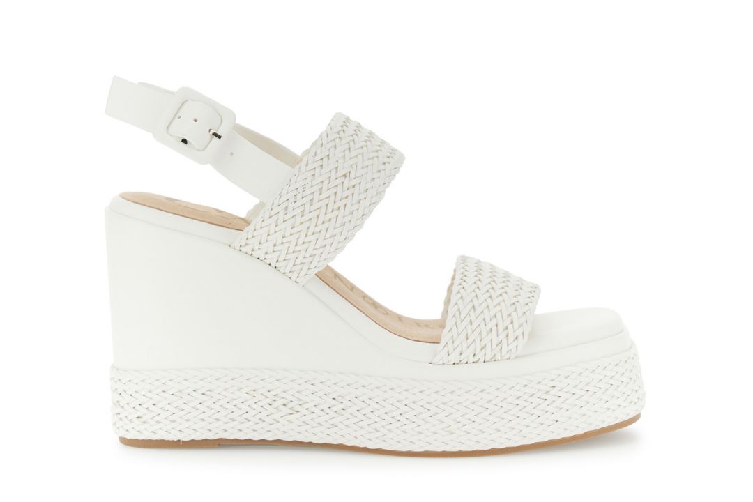 sandalias de dos tiras con cuña en efecto piel sintética trenzada white