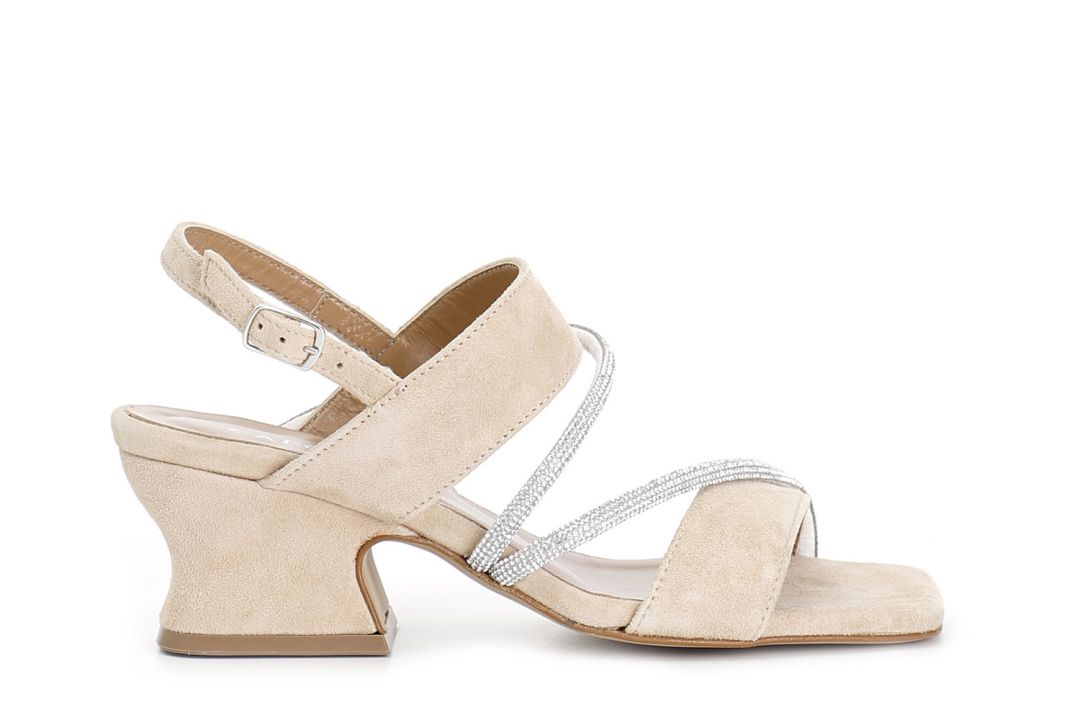 sandalias de piel de ante con pedrería sand