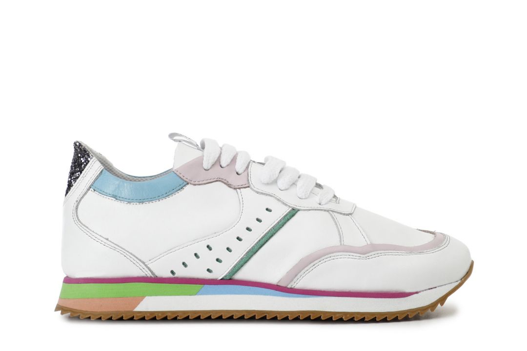zapatillas deportivas de piel multicolor con suela de running white combo